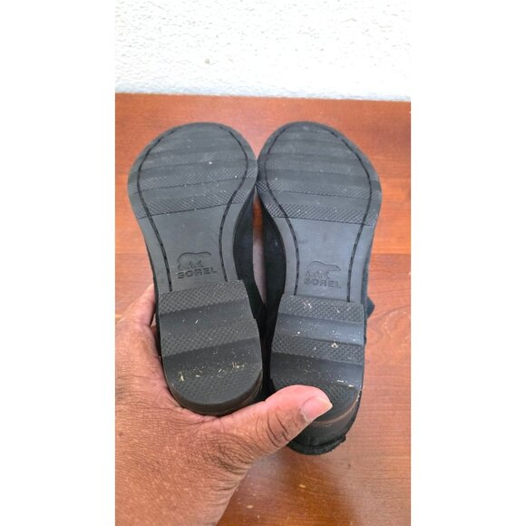 Sorel Lolla Cut Out Suede Black Ankle Boots Block Heel Size 9.5 M - Picture 6 of 8